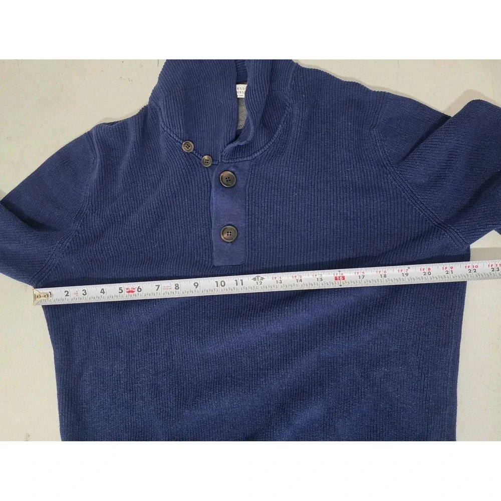 Brunello Cucinelli Ribbed Shawl Collar Knit Sweater Mens 54 US 44 XL Navy Blue